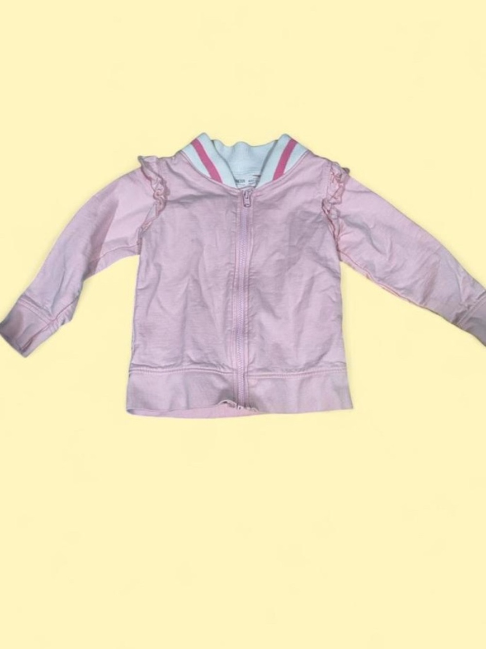 Paris Hilton Little Girls Light Pink Zip-Up Hoodie with Ruffle Trim